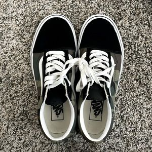 Vans Old Skool Shoe Black and Green Camo Sneakers Size M 5.0  W 6.5
